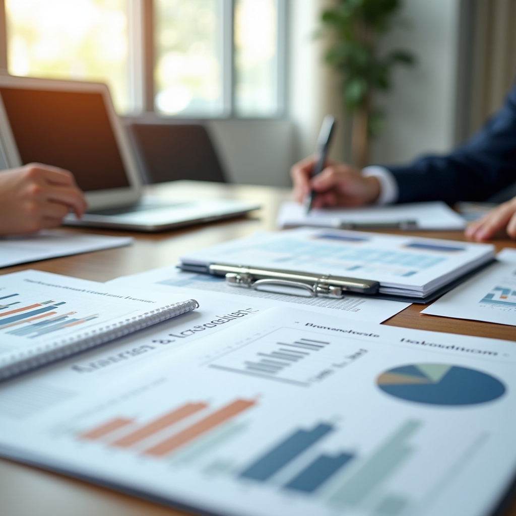 Professional financial reports and charts prepared for presentation